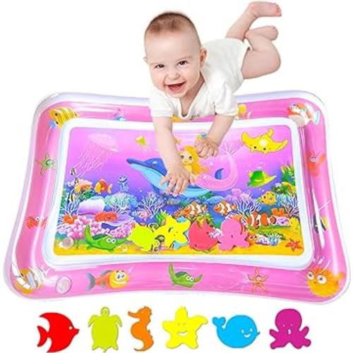 ZHUYNXIR Tummy time Water Playmats, Tummy time mats, Baby Water Play Mat for Kids and Toddlers Baby Toys for 3 to 24 Months, Strengthen Your Baby's Muscles, Pink 27.5x20 in.