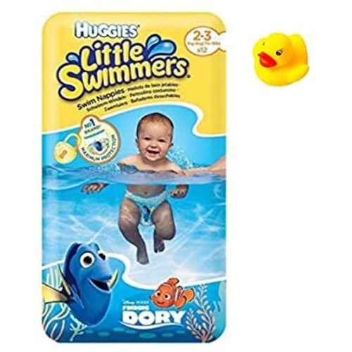 X-Small - Little Swimmers Disposable Swim Diapers, (7lb-18lb.), 12-Count Bonus Rubber Duckie Pool Toy