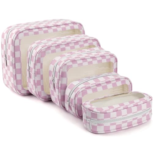 YOPCDJ 5PCS Diaper Bag Organizer Pouch Set,TSA Approved Toiletry Bag, Waterproof TPU Makeup Bag Set, Travel Organizer Bags for Women and Kids