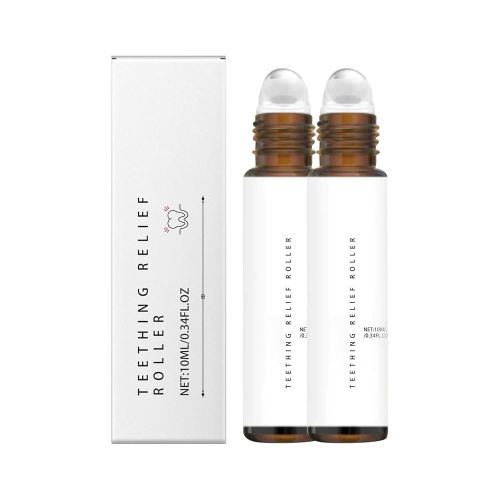 Teething Roller All Natural for Babies, Velaria Teething Relief Roller, A Thousand Roses Teething Roller Oil, Gentle Massage Applicator for Soothing Infant Teething Pain (White, 2pcs)