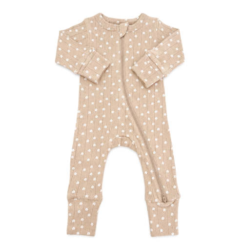 Almond Bloom | Organic Cotton Pointelle Baby Clothes Zipper Romper – SpearmintLOVE