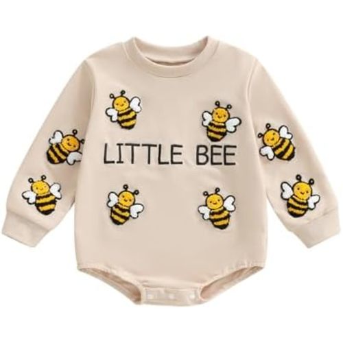 VISGOGO Newborn Baby Girl Boy Bubble Romper 3 6 9 12 18M Onesie Sweatshirt Long Sleeve Oversized Fall One-Piece Bodysuit