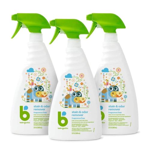 Babyganics Stain & Odor Remover, Fragrance Free, 32 oz (Pack of 3), Packaging May Vary