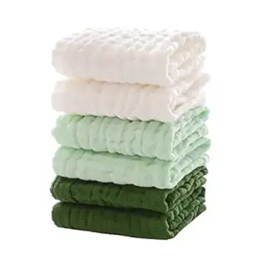 Baby Washcloths - Soft Face Cloths for Newborn, Absorbent Bath Face Towels, Baby Wipes, Burp Cloths or Face Towels, Baby Registry as Shower. Pack of 6-12x12 inches (Green)