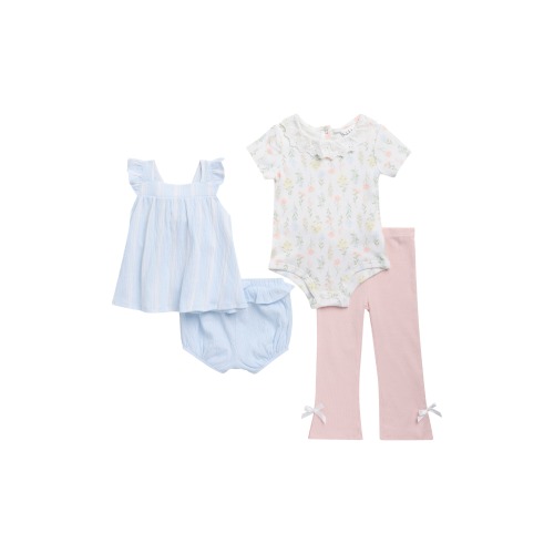 4-Piece Bodysuit, Tunic Top, Bloomers & Pants Set