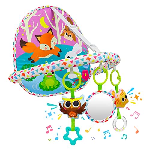 OKOOKO Car Seat Toy Rear Facing Car Seat Toy Baby Travel Toy Double-Sided with Baby Mirror Plush Toys Rattle Teether Thickened Pad Adjustable Sensory Toy for Newborn Infant