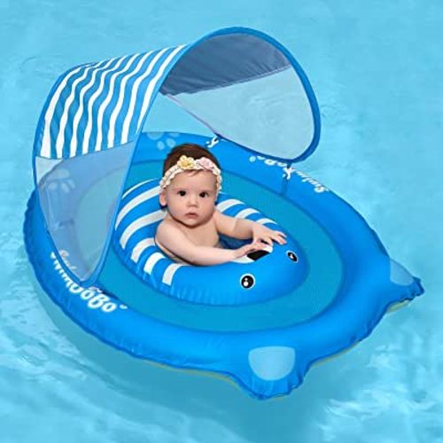 Swimbobo Baby Pool Float Ring with Adjustable Sun Canopy and Safety Seat Pool Toy for Age of 6-36 Months