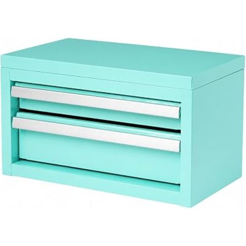 Mini 2-Drawer Steel Tool Box Teal Color