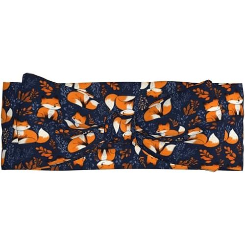 Baby Headbands for Girls 1Pcs - Cute Foxes Print Baby Hair Bows for Girls, Soft Elastic Toddler Headband for 0-6 Months, Infant Newborn Bows Accessories Essentials