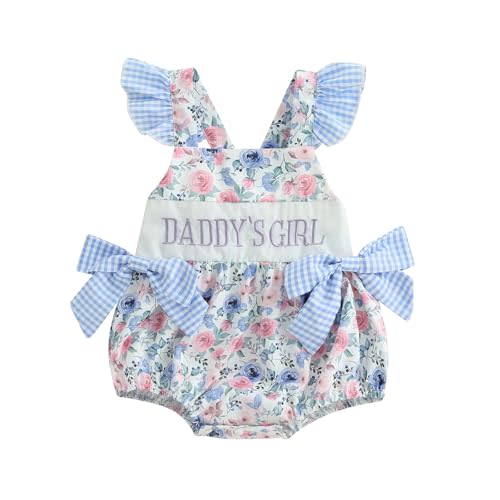 Newborn Baby Girl Summer Clothes Letter Embroidery Flying Sleeve Romper Bodysuit Cute Daddys Girl Baby Clothes