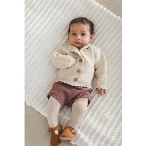 Cotton Knitted baby kids | Sophia Cardigan – Olive and Cradle (0-3 mo oatmeal)