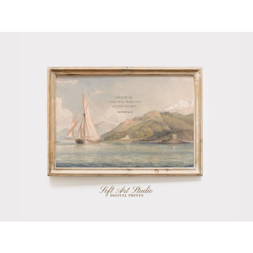 Follow Me and I Will Make You Fishers of Men, Matthew 4:19 Christian Wall Art for Him, Digital download, Mudroom Decor, Mens Bible Verse