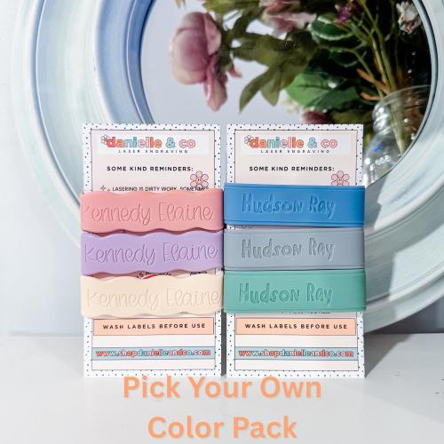 You Pick Colors : 3 Personalized Silicone Labels for daycare, sippy cups, baby bottles, water bottles, first day of school, back to school