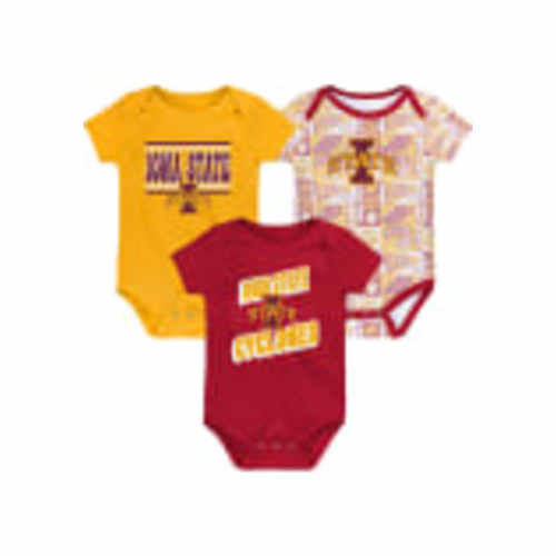 Iowa State Cyclones Baby CARDINAL Sunday Commics 3PK SS Design One Piece Set - 133422249