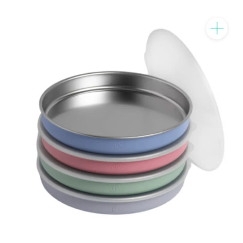 7.8" Stainless Steel Non-Divided Plates with Normal Sleeve (Sage/Blush/Lilac/MistyBlue)
