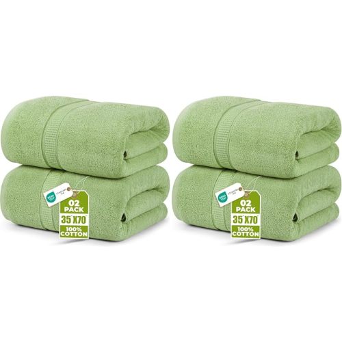 Utopia Towels Jumbo Bath Sheets, 2 Pack, 35x70 in, 600 GSM Cotton, Sage Green