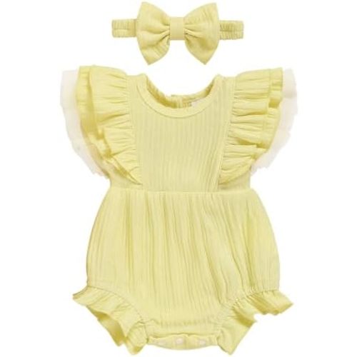 TITKKOP Ruffle Bubble Romper for Baby Girl | One-Piece Shorts Jumpsuit | Summer Outfit & Dress for Infants 0-18M