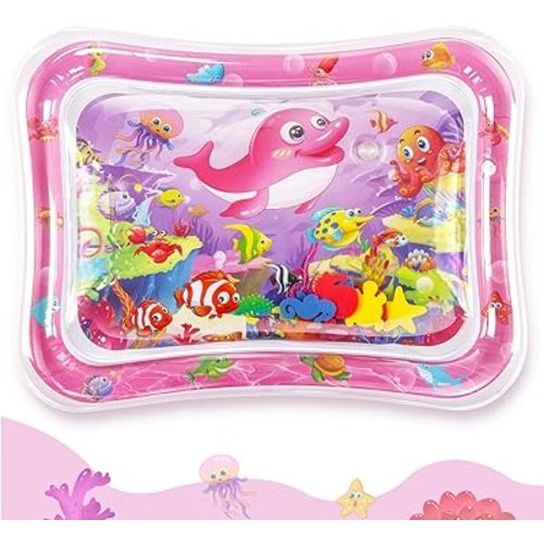 Hitituto Inflatable Tummy Time Mat Premium Baby Water Mat for Infants Toddlers is Neutral Funny Play Activity Center for Stimulation Growth Sensory Development as Baby Girl Boy Toys 3 to 24 Months