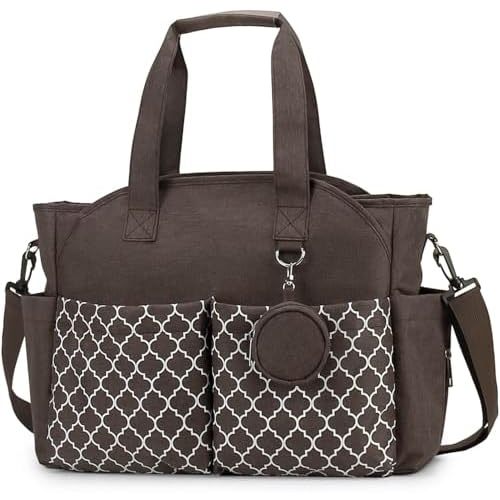 Diaper Bag Tote, Large Travel Baby Diaper Bag with Insulated Pockets, Waterproof Baby Nappy Changing Bag for Mom