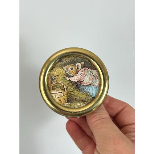 Vintage Beatrix Potter Mrs Tittlemouse Print in Mini Brass Frame - Cottagecore