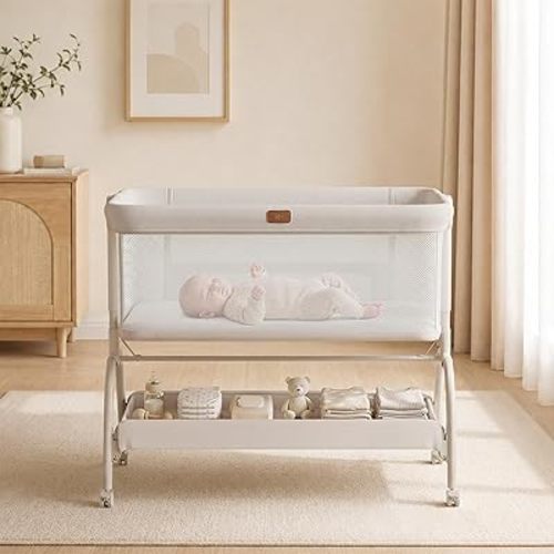 Baby Bassinet Bedside Sleeper, 3-in-1 Newborn Crib with Soft & Breathable Mattress, 6 Adjustable Heights & Anti-Reflux Incline, Breathable Mesh – ASTM & CPSC Certified