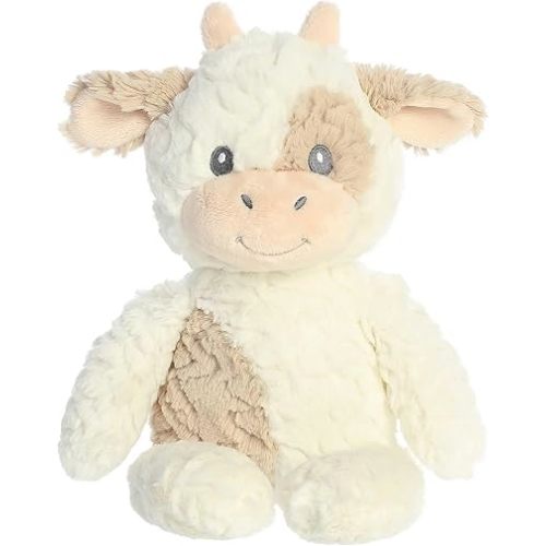 Aurora® Adorable Huggy Collection™ Clover Cow™ Baby Stuffed Animal - Comforting Companion - Sensory Stimulation - White 13 Inches