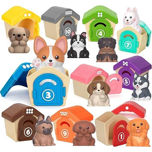 Learning Toys for 1,2,3 Year Old Toddlers, 20Pcs Farm Animals Toys Montessori Counting, Matching & Sorting Fine Motor Games, Christmas Birthday Easter Gift for Baby Boys Girls Age 12-18 Months