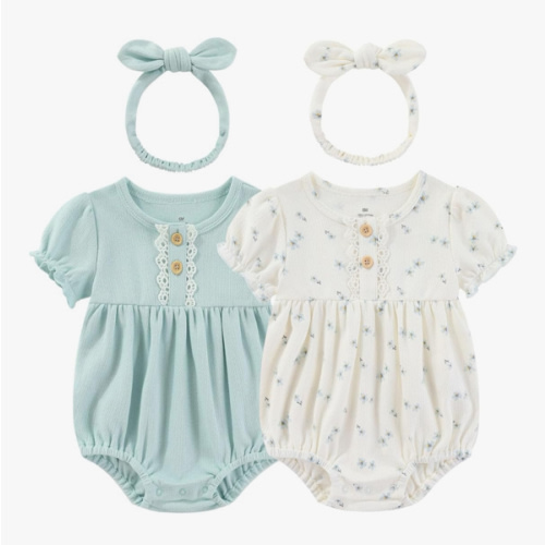 Baby Girl Clothes Cotton Bubble Romper Floral Bodysuits Infant Outfit Set