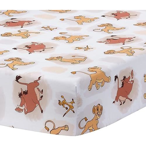 Lambs & Ivy Disney Baby Lion King Safari Fitted Crib Sheet - White
