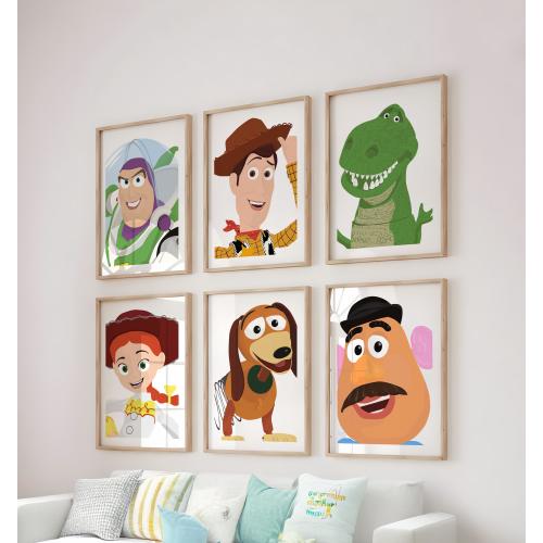 Toy Story Nursery Art Prints: Woody, Jessie, Rex Minimalist Decor
