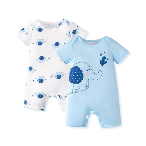 NZRVAWS Newborn Baby Boy Clothes Infant Romper 2-Pack outfit Cute Pattern Essential Short Sleeve Summer Spring Clothing 0-24M