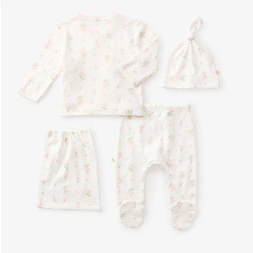 Folklore Floral Organic Cotton Pointelle Layette 3PC Set – Elegant Baby