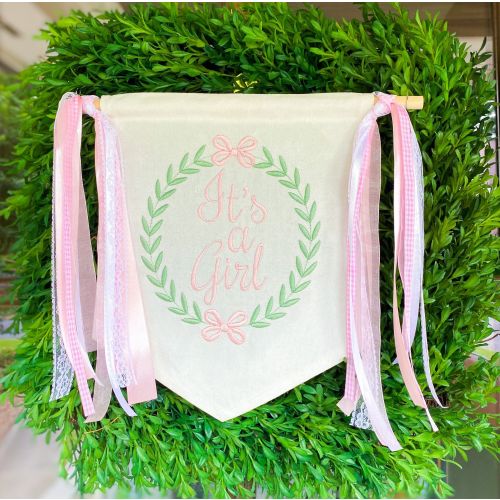 It's a Girl Hospital Door Sign with Ribbons