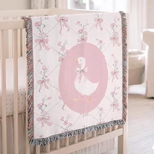 Fanfanwin Silly Goose Woven Blanket Chenille for Girl Boy 37 x 52 in