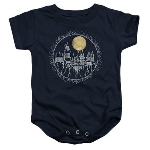 Baby Harry Potter Hogwarts Full Moon Line Art Infant Bodysuit, Navy, 6 Months
