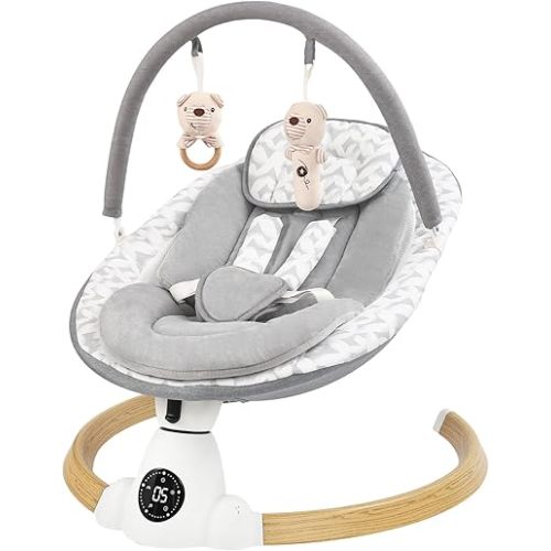 Baby Swing for Infants with 5 Swing Speeds, Portable Electric Baby Swing with Bluetooth, Remote Control & Touch Panel, 5-Point Harness,Indoor & Outdoor Use
