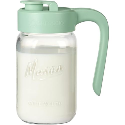 32 oz Glass Pitcher with Lid, 1 Quart Mason Jar Pitcher with Lid Airtight, Breast Milk Storage for Fridge, Ideal for Cold Brew Coffee, Iced Tea, Sun Tea, Juices