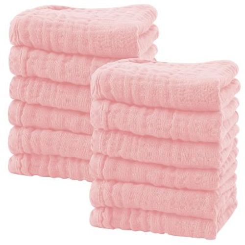 12 Pack Baby Muslin Washcloths - Soft Face Cloths for Newborn, Absorbent Bath Wash Cloths, Wipes
