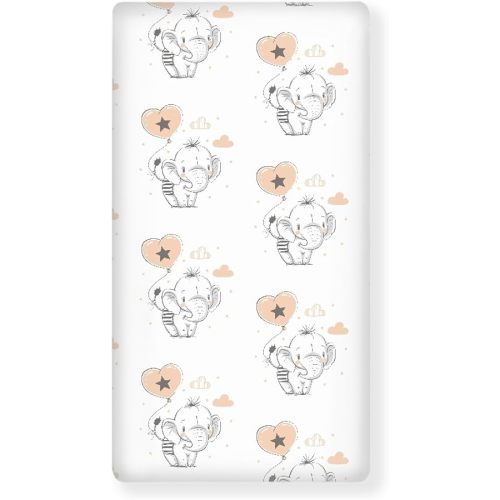 Elephant and Balloon Fitted Crib Sheet Elephants Baby Crib Sheet Fit Standard Crib and Toddler Mattress,Crib Mattress Sheets for Boys Girls 28"x52"