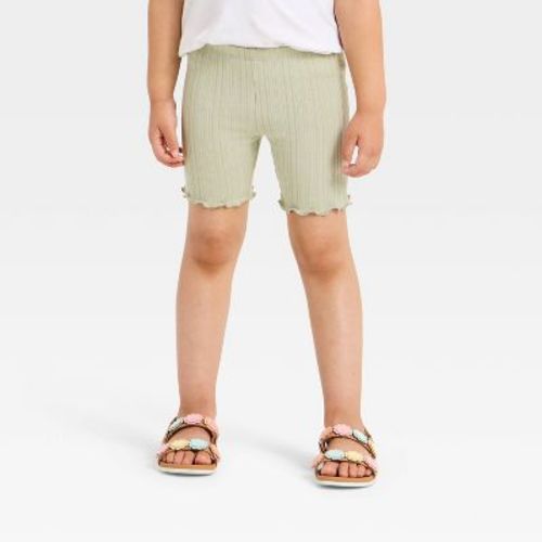 Toddler Girls' Ribbed Bike Shorts - Cat & Jack™ Light Olive 18M