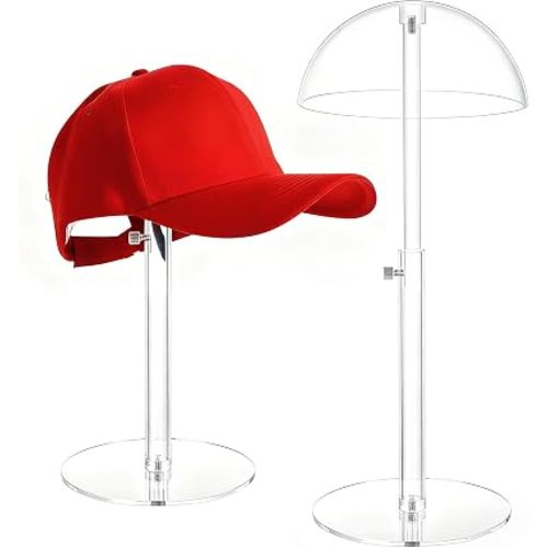 Acrylic Hat Display Stand 10 inch, Clear Domed Hat Stand Rack for Baseball Cap Cowboy, Wig Holder Stand Organizer for Dresser Closet Vendors (Kids' Style)