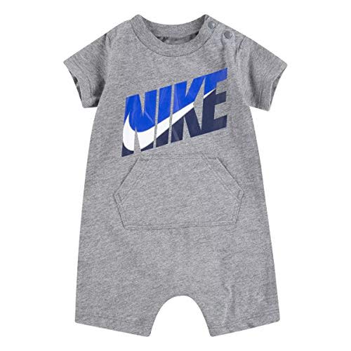 Nike Baby Boy Romper (Carbon Heather(56H547-GEH)/Blue, 0-3 Months)