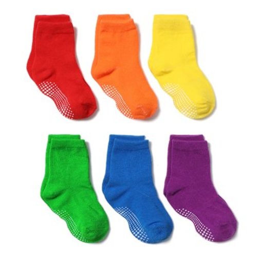Fraobbg 6 Pack Baby Girls Non Slip Crew Socks For Toddlers Cotton Grips Ankle Socks Colorful