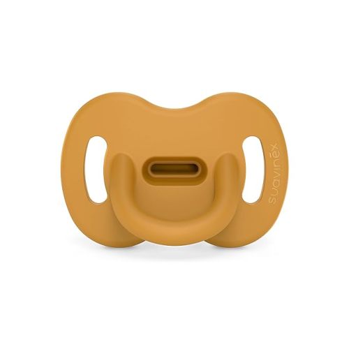 Color Essence SX PRO Silicone Baby Pacifier 1Pk, Made with 100% Soft Silicone, Baby Essentials Perfect for Breastfeeding Babies, Designed in Spain, 0-6 Mths, Bright Mustard