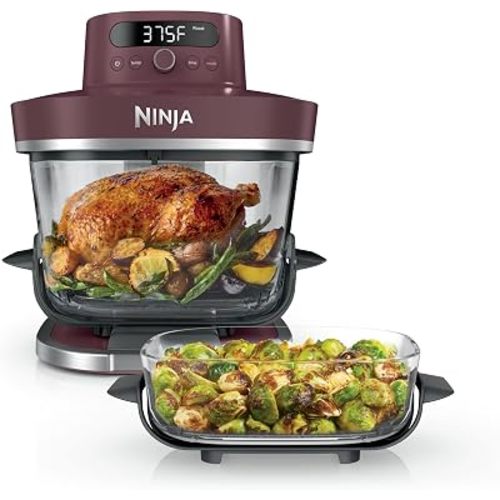 Ninja Crispi Pro 6-in-1 Glass Air Fryer | 450°F, Nontoxic, 6qt & 2.5qt Containers & Lids | Microwave, Freezer, Dishwasher Safe | Max Crisp, Air Fry, Bake, Roast, Recrisp, Dehydrate | Cherry, AS101RD1