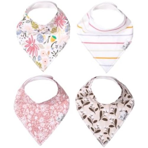 Copper Pearl Baberos tipo bandana para bebé, paquete de 4 baberos de algodón suave para babear y dentición, absorbentes, ajuste ajustable, muchos estilos