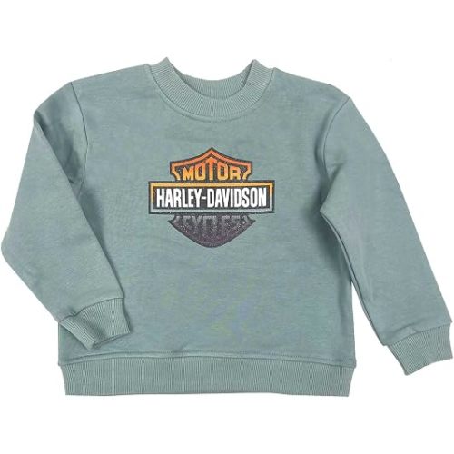 Harley-Davidson Little Girls' Glittery B&S Fleece Pullover Toddler Sweatshirt
