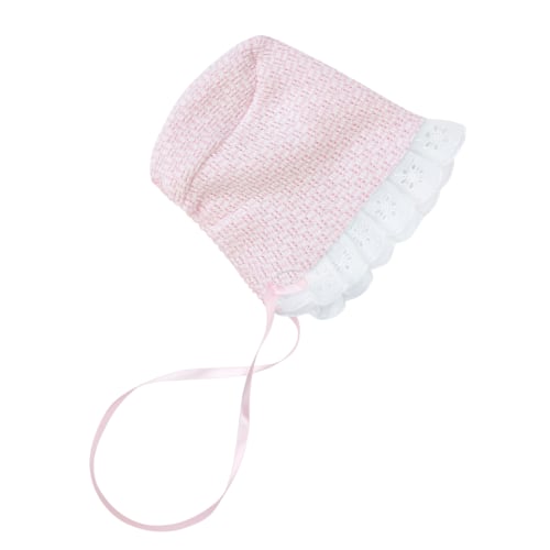 Paty Knit Solid Color Bonnet with Eyelet Trim