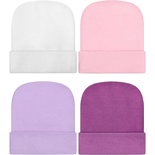 Geyoga Newborn Girl Boy Hat Newborn Beanie Stripes Hat Toddler Soft Caps Infant Cotton Knit Caps for Baby 0-6 Months