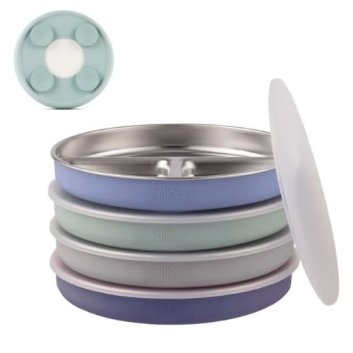 7.8" Stainless Steel Divided Plates with Suction Sleeve